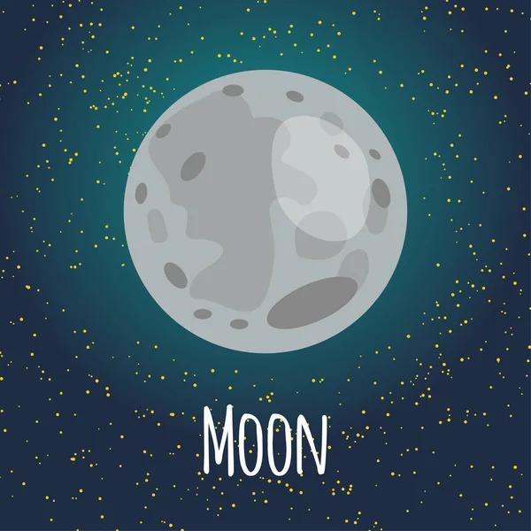 Vektor Illustration Planet Mond Flachem Cartoon Stil Plakat Für Kinderzimmer — Stockvektor