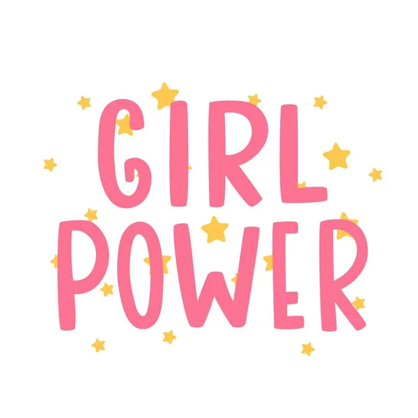 Ilustrasi Gadis Power Letteringvector Set Surat Kekuatan Gadis Seni Lucu - Stok Vektor