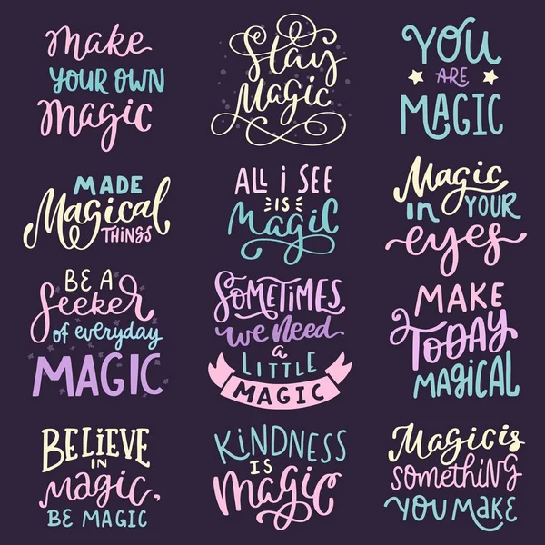 Magic Kézzel Írott Betűkkel Felirat Pozitív Idézet Kalligráfia Vektoros Illusztráció — Stock Vector