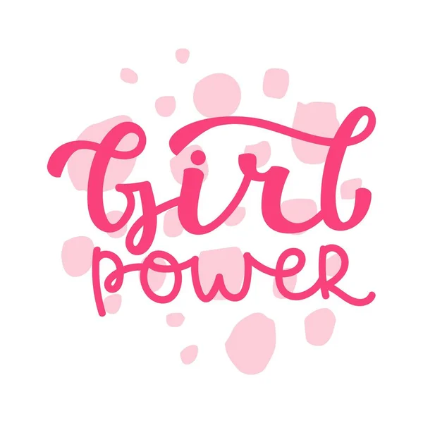 Girl Power Letteringjuego Ilustración Vectorial Letras Poder Femenino Lindo Arte — Vector de stock