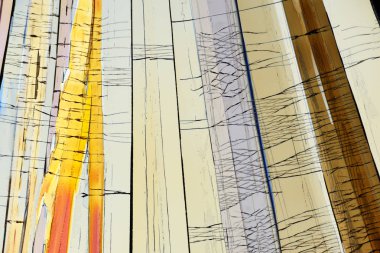 Polarize ışığın renkli mikro kristaller.