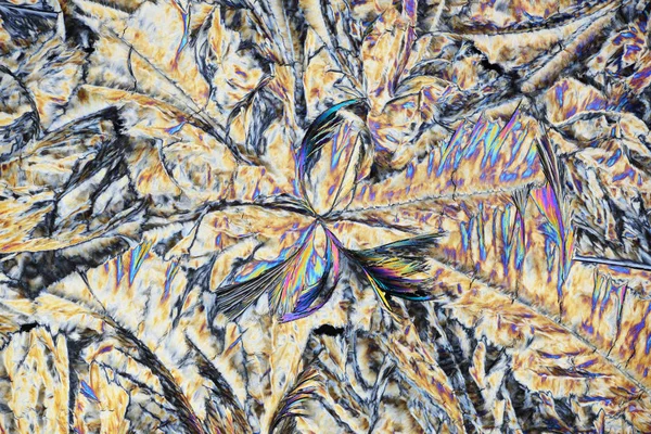 Färgglada Micro Kristaller Polariserat Ljus — Stockfoto