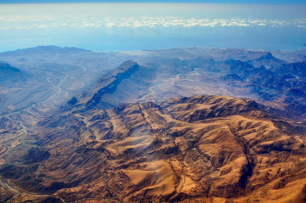 Vista Aérea Das Montanhas Costa Mar Arábico Iêmen — Fotografia de Stock