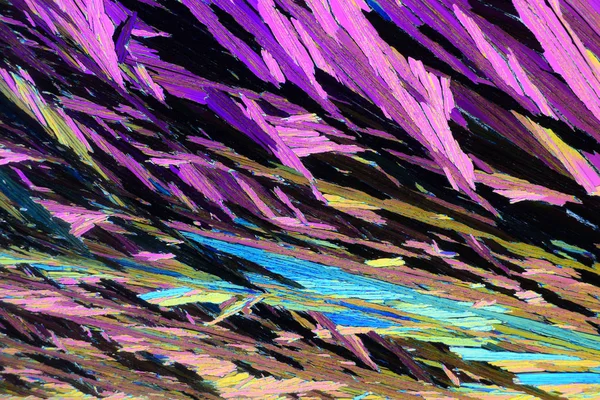 Foto Través Microscopio Cristales Que Crecen Del Derretimiento Del Ácido —  Fotos de Stock