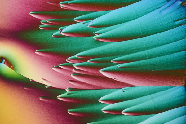 Bunte Mikrokristalle in polarisiertem Licht. Foto durch ein Mikr — Stockfoto