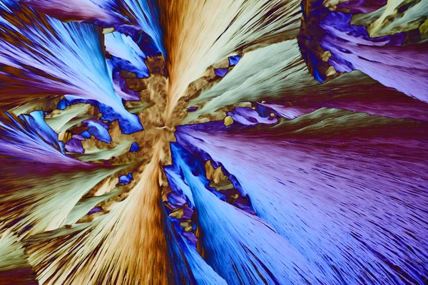 Kleurrijke micro kristallen in gepolariseerd licht. Foto door een micr — Stockfoto