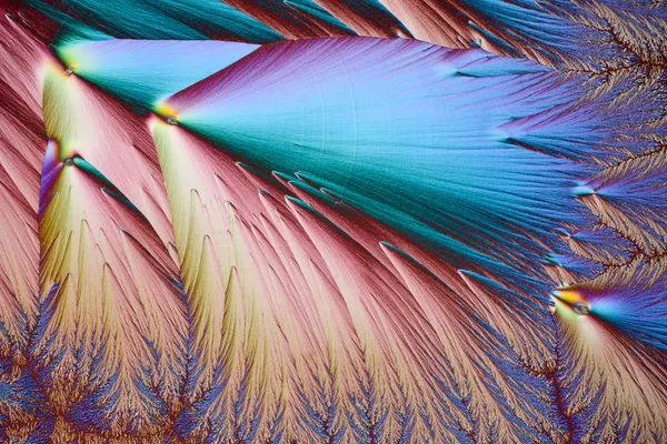 Microcristales coloridos en luz polarizada. Foto a través de un micrófono —  Fotos de Stock