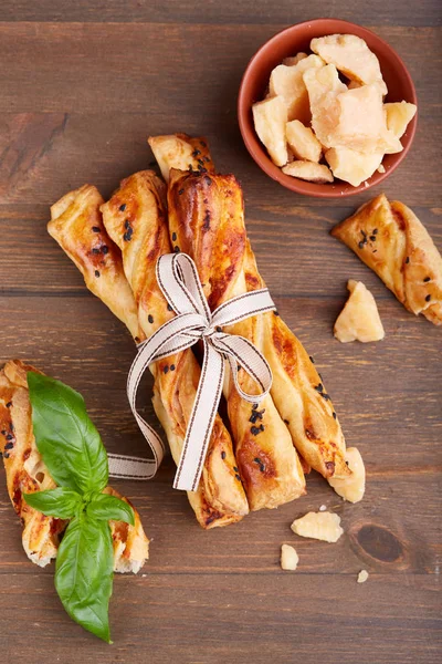 Bread Sticks Grissini Tomato Parmesan Cheese Filling — Stock Photo, Image
