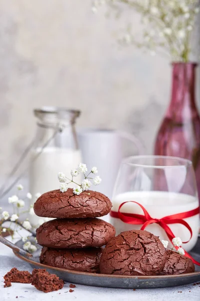 Шоколадное Печенье Молоком — стоковое фото