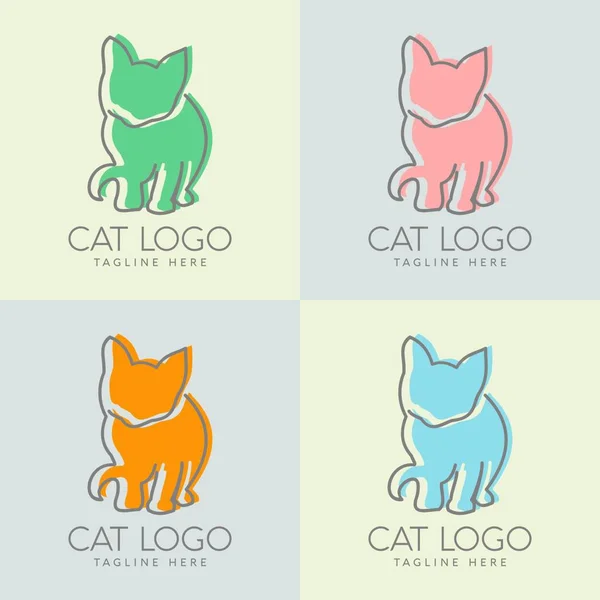 Кіт Простий Лінійний Вектор Логотипу Бутік Салон Краси Дизайн Логотипу — стоковий вектор