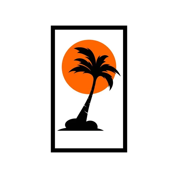 Φοίνικες καρύδας δέντρο εικονίδιο με το λογότυπο — Διανυσματικό Αρχείο