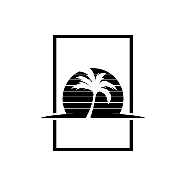 Palma cocco icona logo albero — Vettoriale Stock
