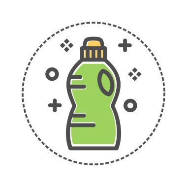 çamaşır deterjanı şişesi. turuncu ve yeşil renk