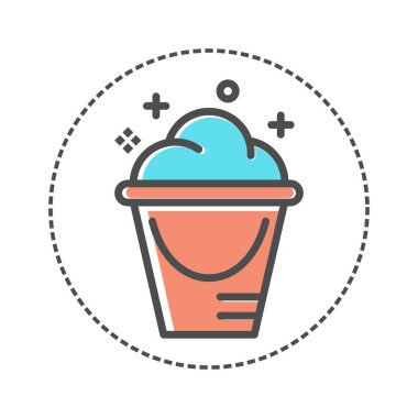 Çamaşır sepeti ikonu. turuncu, mavi renk. düz dizayn