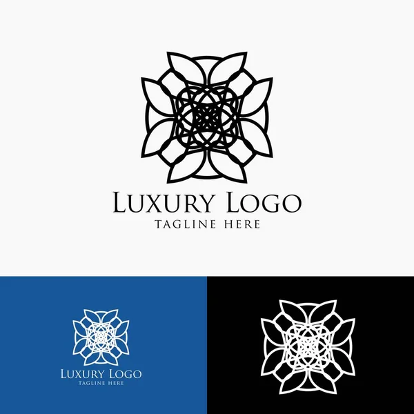 Luxus Logo Vorlage Vintage Badge Frame Floriert Modernes Elegantes Logo — Stockvektor