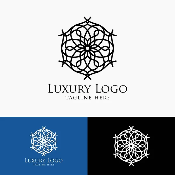 Plantilla Logotipo Lujo Marco Insignia Vintage Florece Diseño Moderno Elegante — Vector de stock