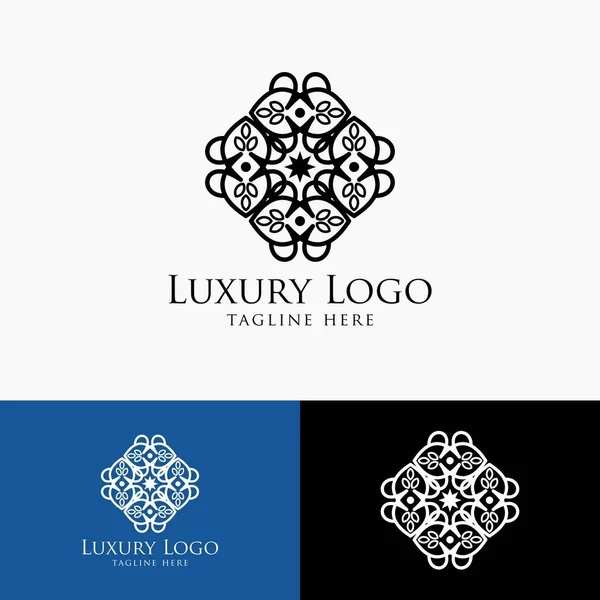 Luxus Logo Vorlage Vintage Badge Frame Floriert Modernes Elegantes Logo — Stockvektor
