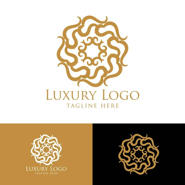 Emblema Vectorial Lujo Forma Círculo Con Elegante Elementos Clásicos Puede — Vector de stock