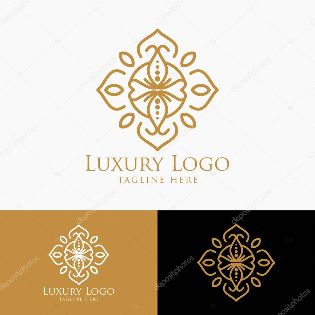 Luxury vector emblem in a circle shape with elegant. Classic elements. Can be used for logo ,invitation, menu, brochure