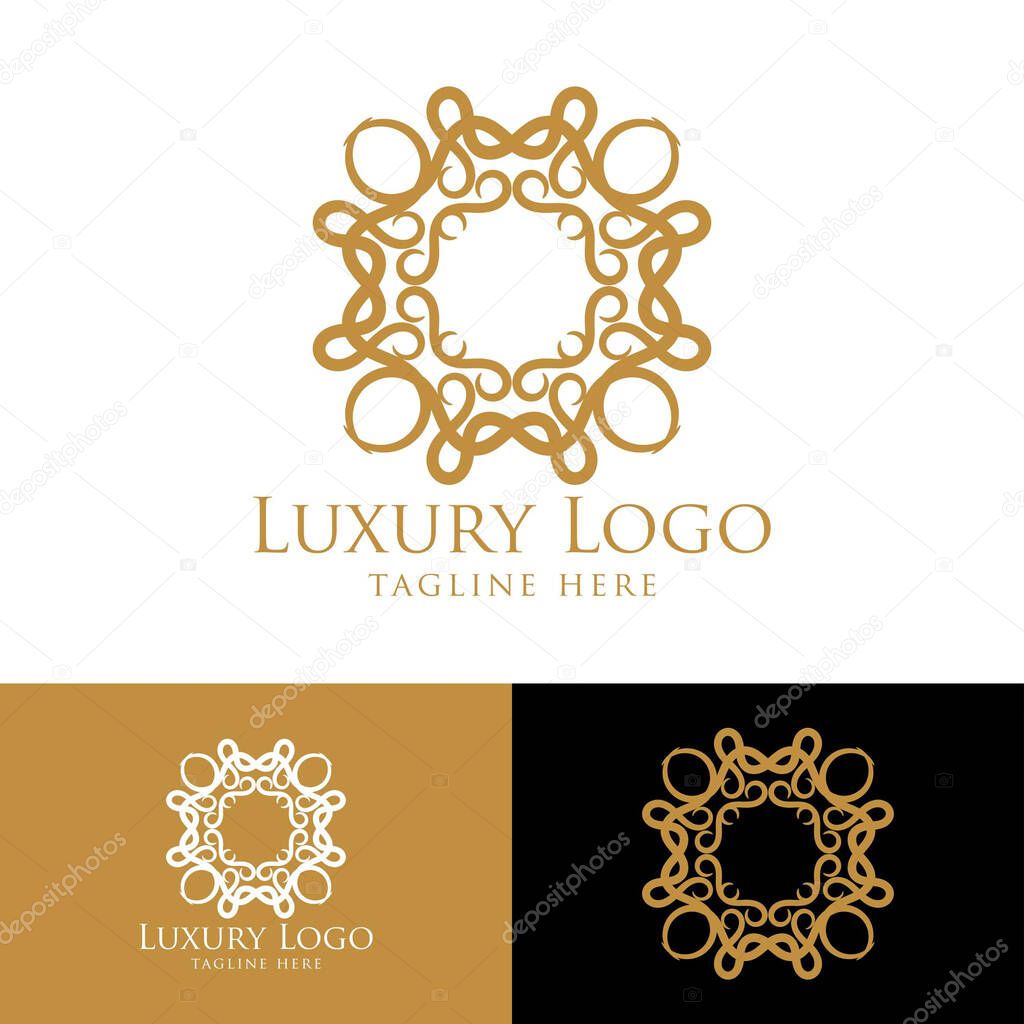 Luxury vector emblem in a circle shape with elegant. Classic elements. Can be used for logo ,invitation, menu, brochure