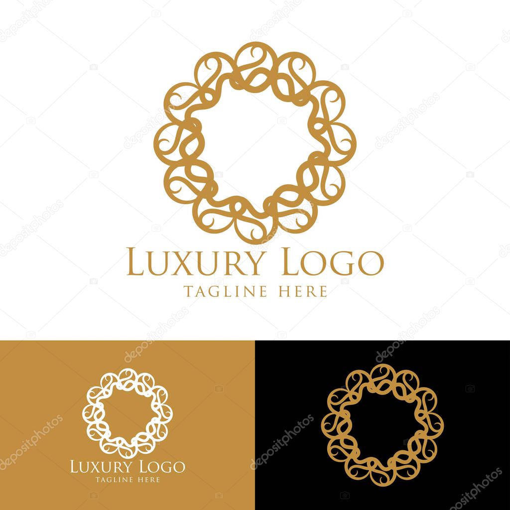 Luxury vector emblem in a circle shape with elegant. Classic elements. Can be used for logo ,invitation, menu, brochure