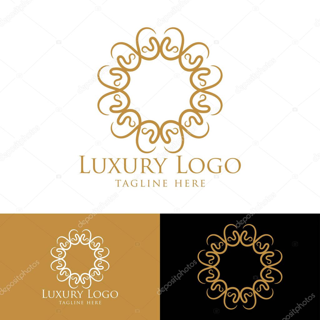 Luxury vector emblem in a circle shape with elegant. Classic elements. Can be used for logo ,invitation, menu, brochure