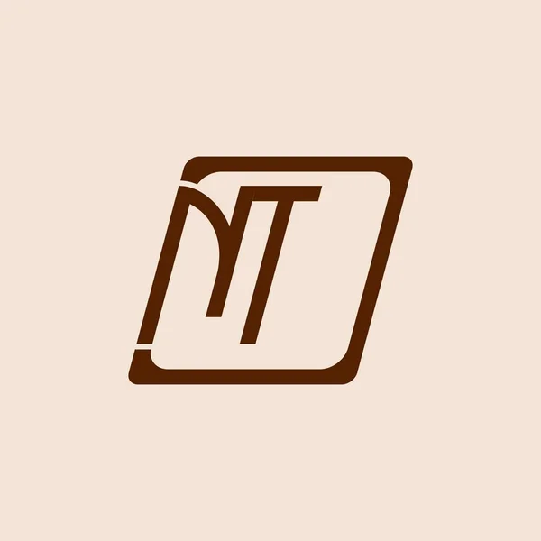 卓越的专业雅致 超棒的艺术褐色N T初始基础上的字母图标标志 — 图库矢量图片