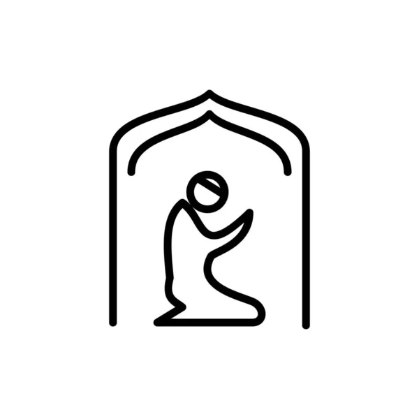 Мусульманская Молитва Иконе Контура Мечети — стоковый вектор