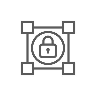 Kripto blockchain Lock, cryptocurrency satırı simgesi.