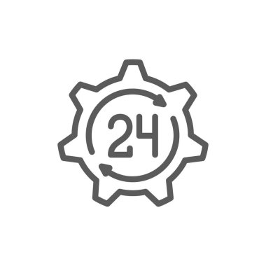 24 saat teknik servis, destek zaman satırı simgesi.