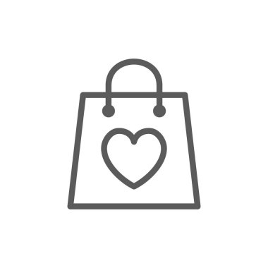 Kalp, Sevgililer günü satırı simgesi ile çanta.