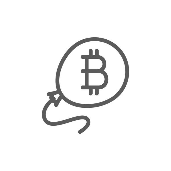 Bitcoin 풍선, blockchain, cryptocurrency 라인 아이콘. — 스톡 벡터
