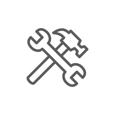 İngiliz anahtarı satırı simgesi ile çekiç.