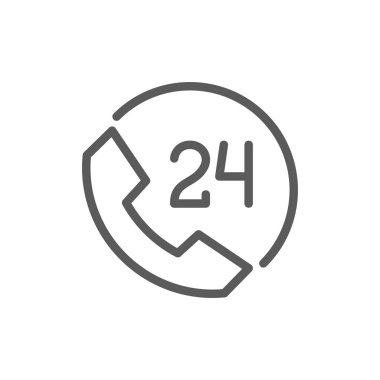 Zaman satırı simgesi saat hattı, 24 saat hizmet, yardım.