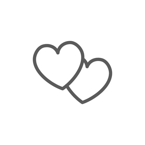 Two hearts f line icon. — Stock Vector