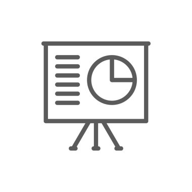 Proje sunumu ile pasta grafiği satırı simgesi.