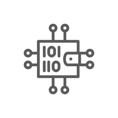 Kapalı rehber, blockchain, cryptocurrency satırı simgesi ile ikili cüzdan.