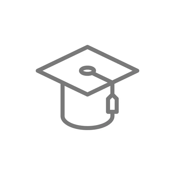 Casquette graduée, icône de ligne de chapeau de juges . — Image vectorielle