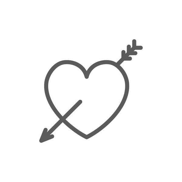 Herz mit Pfeil, Valentinstag Liniensymbol. — Stockvektor