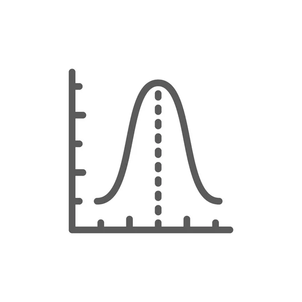 Gauss histogram functie grafiek, pictogram van de lijn van de parabool. — Stockvector