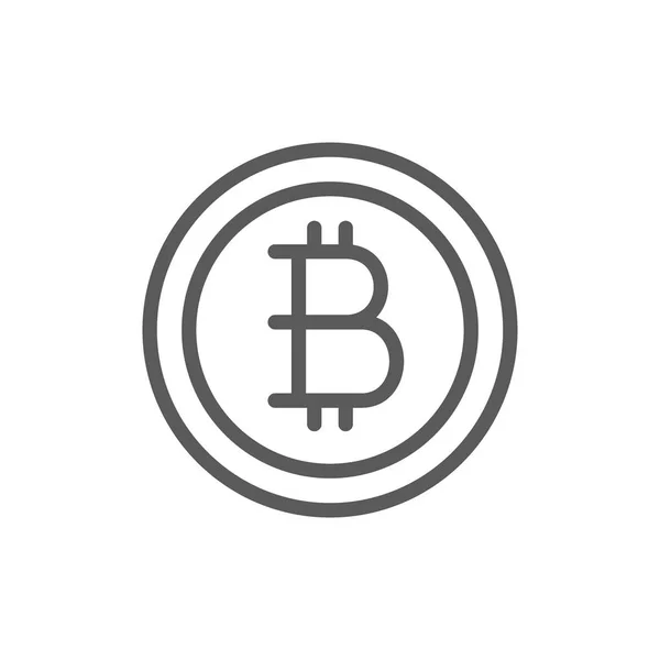 Bitcoin moeda, ícone de linha criptomoeda. Isolado sobre fundo branco — Vetor de Stock