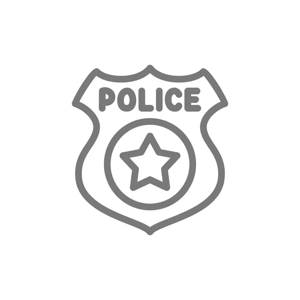 Ikona linii odznaka policja. Na białym tle — Wektor stockowy