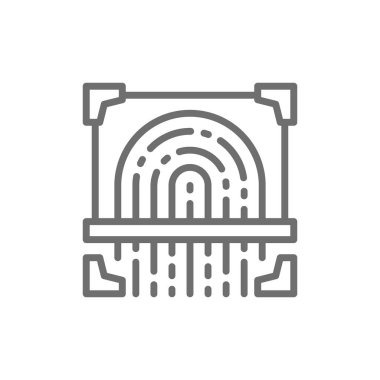 Parmak izi inceden inceye gözden geçirmek, şifreleme imza, kimlik satırı simgesi.