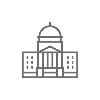 Vektör Beyaz Saray, Adliye satırı simgesi. Sembol ve işareti illüstrasyon tasarımı. Beyaz arka plan üzerinde izole