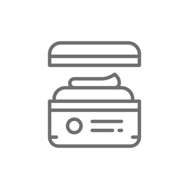 Kozmetik, vücut kremi, bodur satırı simgesi için kapaklı yuvarlak kavanoz.