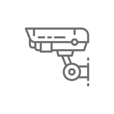 Güvenlik kamera, Cctv, güvenlik ev koruma sistemi satırı simgesi.