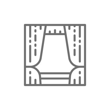 Perdeler, örtüler, dekorasyon satırı simgesi.