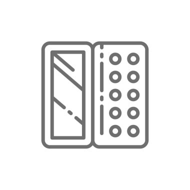 Kaptırdın ayna durumda, makyaj allık içinde toz satırı simgesi.