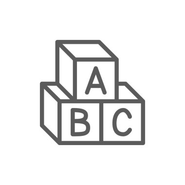 Harf küpleri, alfabe oyuncaklar satırı simgesi.