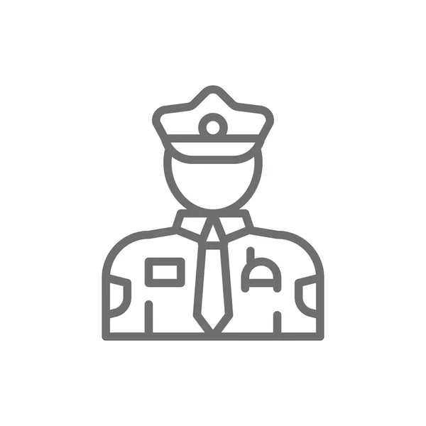 Policía, policía, icono de la línea de oficiales . — Vector de stock